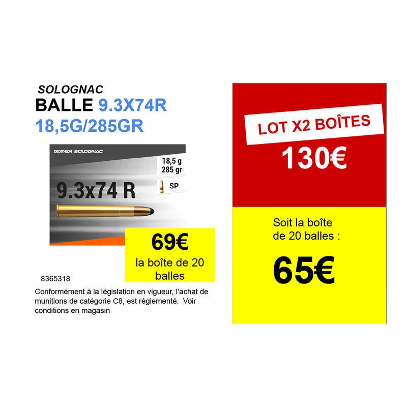 Balle 9,3X74R 18,5G/285GRS X20 Balle 9,3X74R 18,5G/285GRS X20 -Magasin Woolpower balle 93x74r 185g285grs x20 1