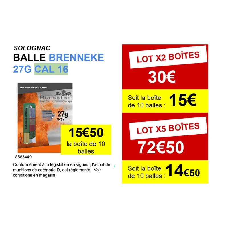 BALLE BRENNEKE CALIBRE 16 X 10 . BALLE BRENNEKE CALIBRE 16 X 10 . -Magasin Woolpower balle brenneke calibre 16 x 10 1