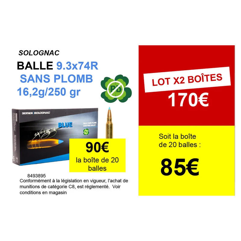 BALLE EXERGY 9,3X74R SANS PLOMB 250 grains/16,2 grammes BALLE EXERGY 9,3X74R SANS PLOMB 250 Grains/16,2 Grammes -Magasin Woolpower balle exergy 93x74r sans plomb 250 grains162 grammes 1