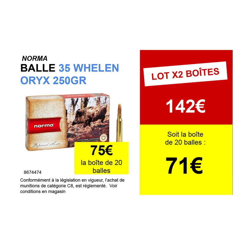 BALLE NORMA ORYX 35 W 16,2 grammes, 250 grains BALLE NORMA ORYX 35 W 16,2 Grammes, 250 Grains -Magasin Woolpower balle norma oryx 35 w 162 grammes 250 grains 1