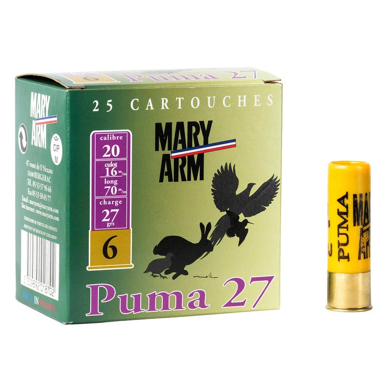 CARTOUCHE PUMA 27g CALIBRE 20/70 PLOMB N°6 X25 CARTOUCHE PUMA 27g CALIBRE 20/70 PLOMB N°6 X25 -Magasin Woolpower cartouche puma 27g calibre 2070 plomb n6