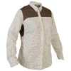 CHEMISE CHASSE MANCHES LONGUES COTON FEMME RESPIRANTE À CARREAUX BEIGE 500.