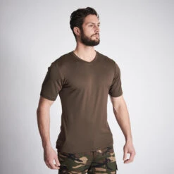 T-shirt Manches Courtes Respirant Chasse Homme 100 Marron Foncé