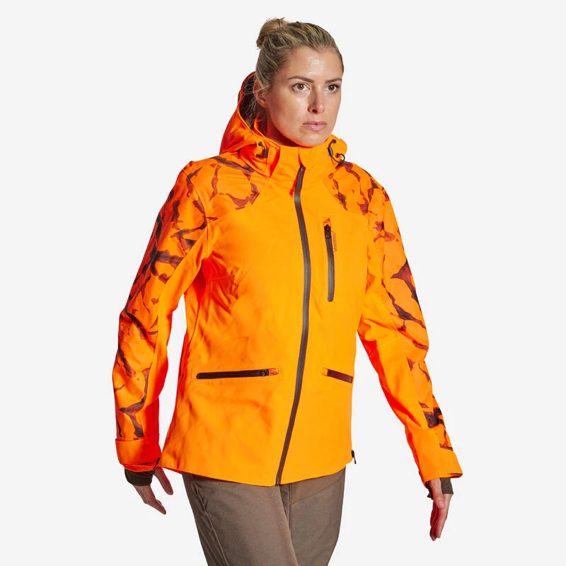 VESTE CHASSE SUPERTRACK FEMME RESISTANTE IMPERMEABLE ORANGE FLUO 500 VESTE CHASSE SUPERTRACK FEMME RESISTANTE IMPERMEABLE ORANGE FLUO 500 -Magasin Woolpower veste chasse supertrack femme resistante impermeable orange fluo 500