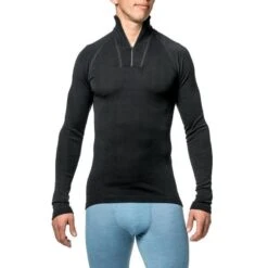 Woolpower Merino Base Layer Zip Turtleneck LITE - Vert Pin -Magasin Woolpower woolpower merino base layer zip turtleneck lite vert pin 3